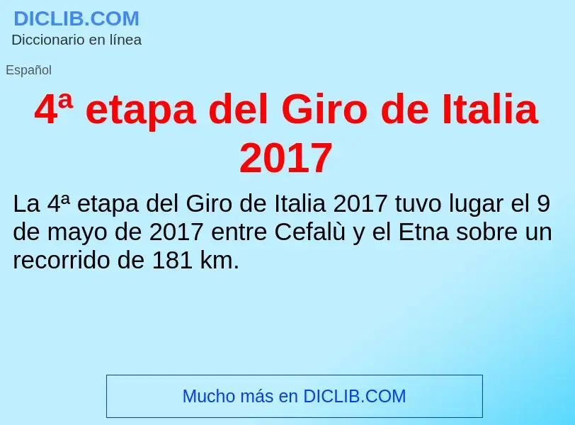 O que é 4ª etapa del Giro de Italia 2017 - definição, significado, conceito