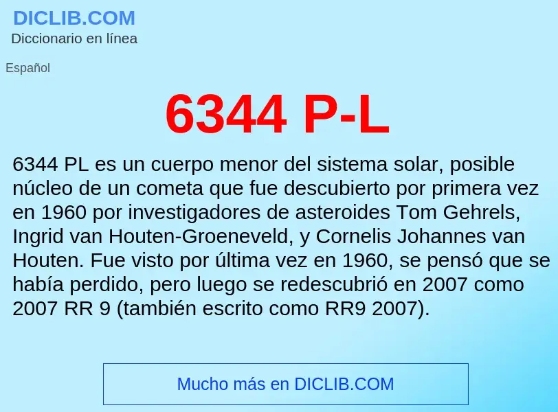 ¿Qué es 6344 P-L? - significado y definición