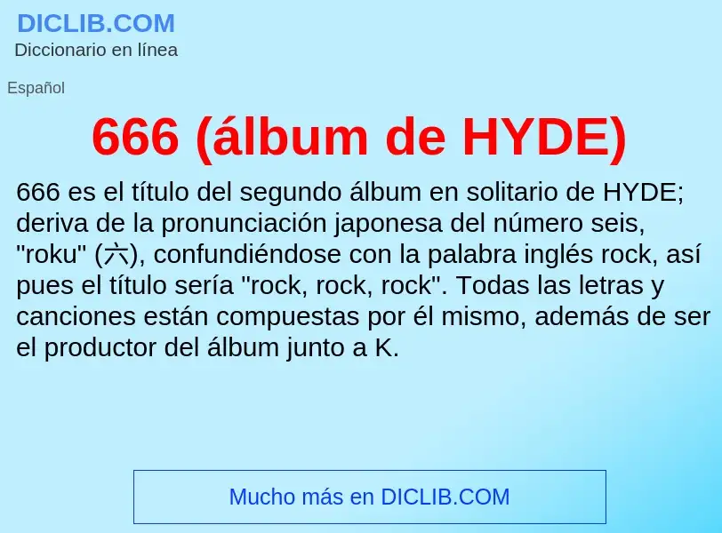 Qu'est-ce que 666 (álbum de HYDE) - définition