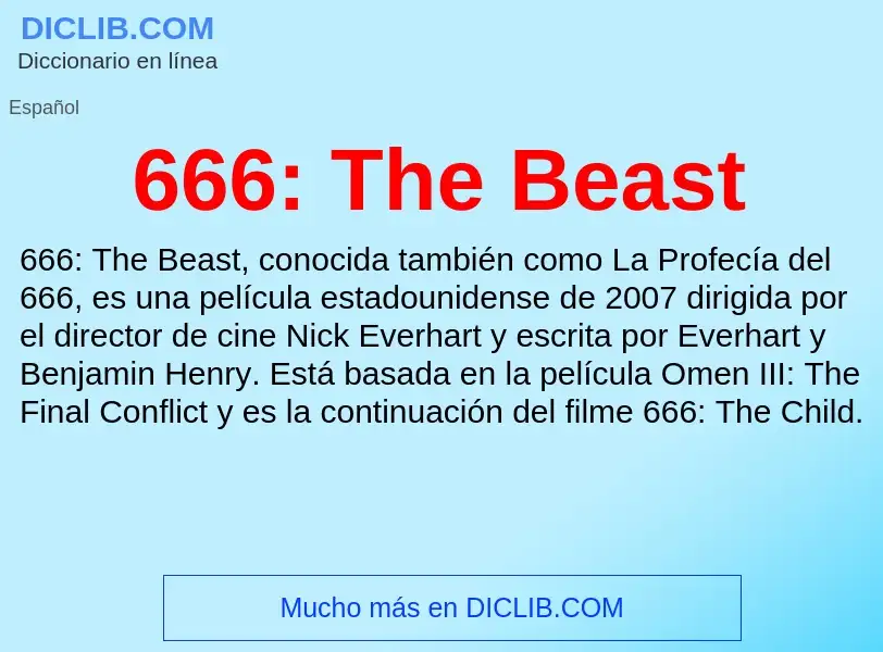 Qu'est-ce que 666: The Beast - définition