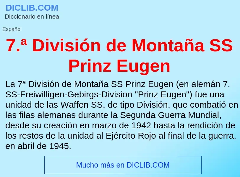 Что такое 7.ª División de Montaña SS Prinz Eugen - определение