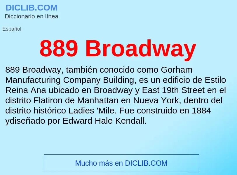 What is 889 Broadway - meaning and definition