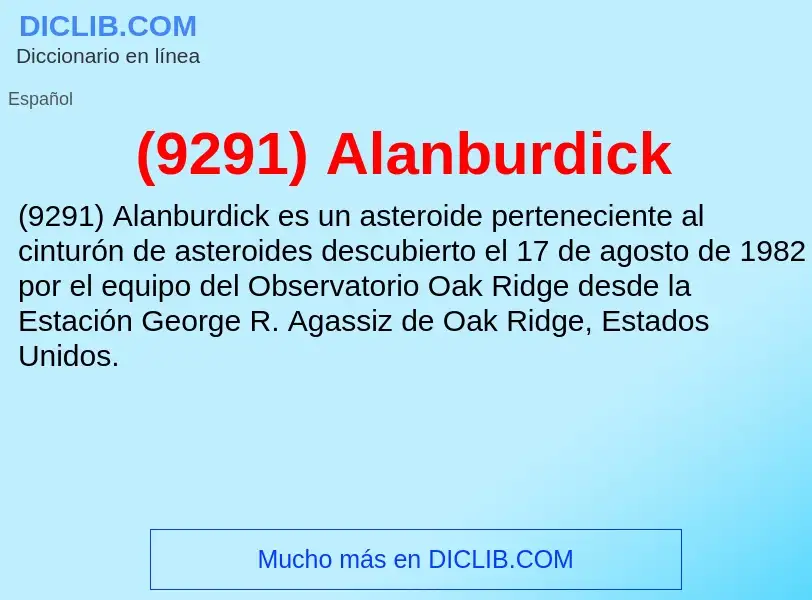 O que é (9291) Alanburdick - definição, significado, conceito