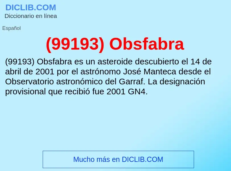 O que é (99193) Obsfabra - definição, significado, conceito