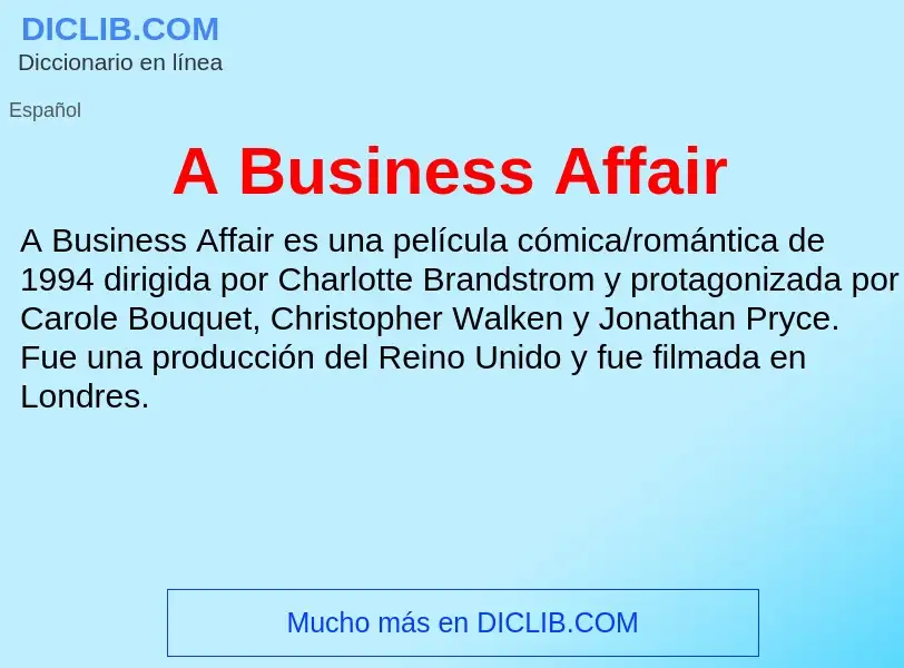 What is A Business Affair - meaning and definition