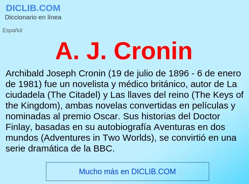 What is A. J. Cronin - definition