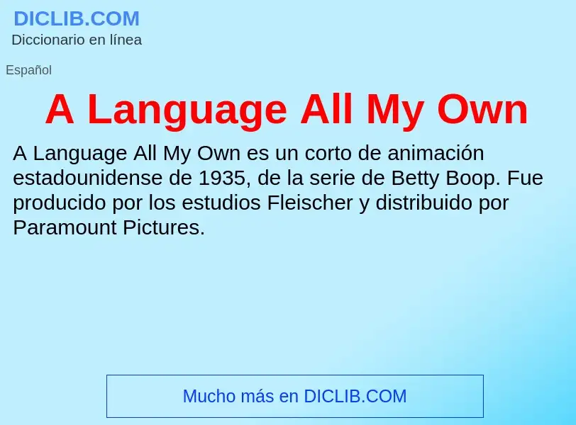 Wat is A Language All My Own - definition