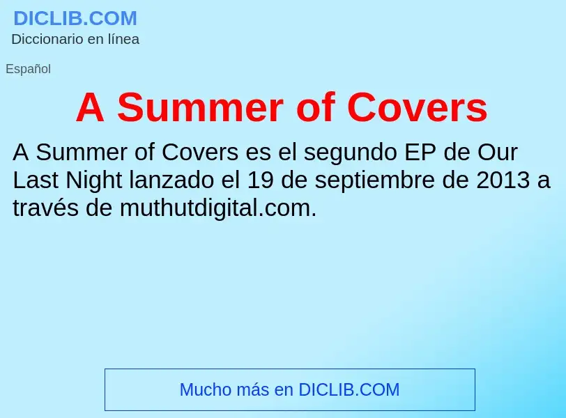 Wat is A Summer of Covers - definition