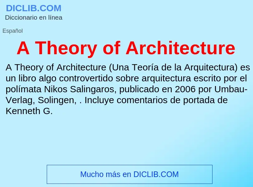 Wat is A Theory of Architecture - definition