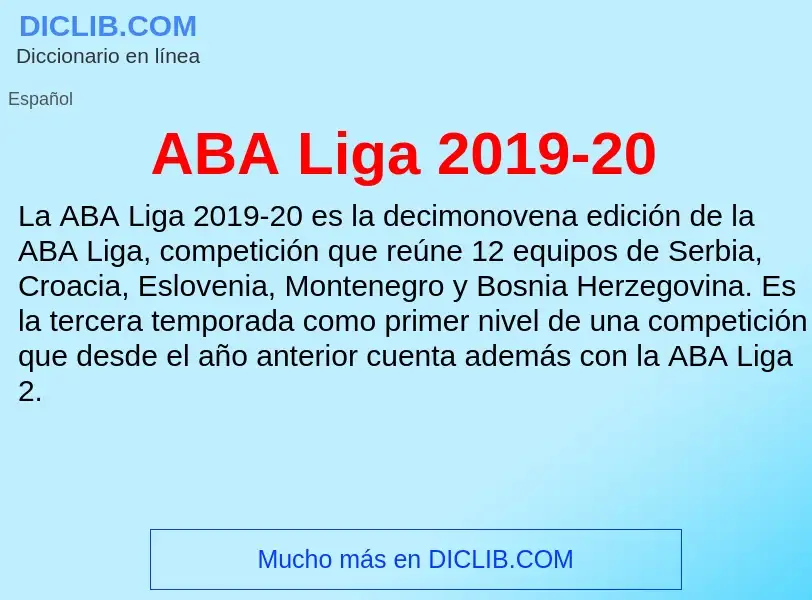 What is ABA Liga 2019-20 - definition