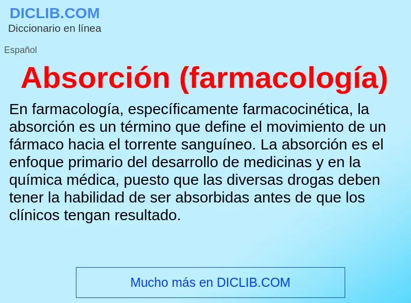 ¿Qué es Absorción (farmacología)? - significado y definición