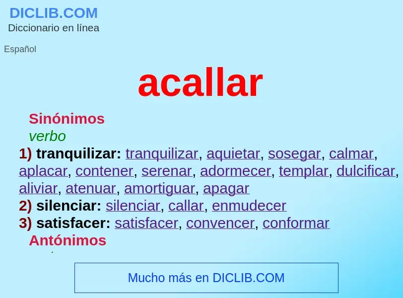 What is acallar - meaning and definition