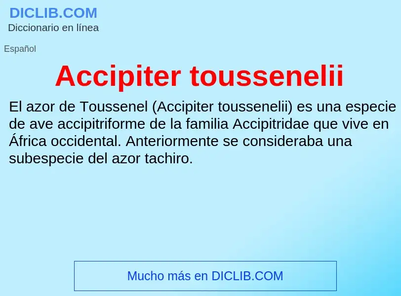 Что такое Accipiter toussenelii - определение