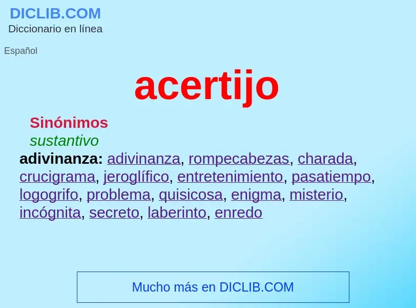 What is acertijo - meaning and definition