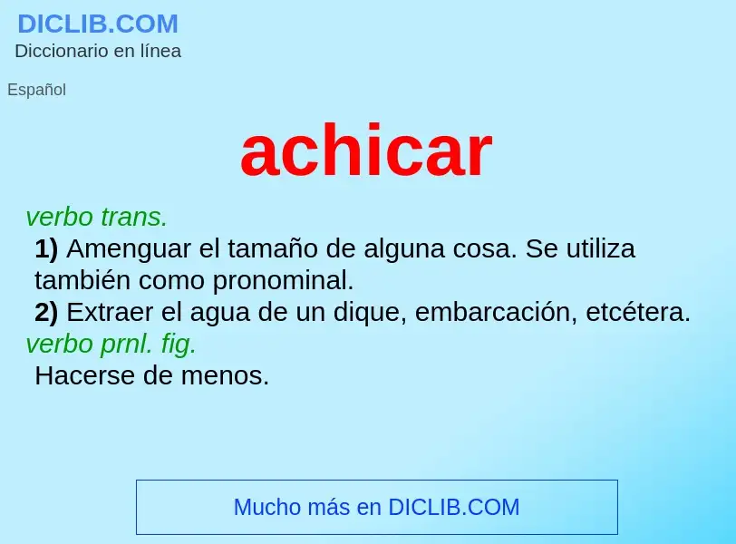 Was ist achicar - Definition