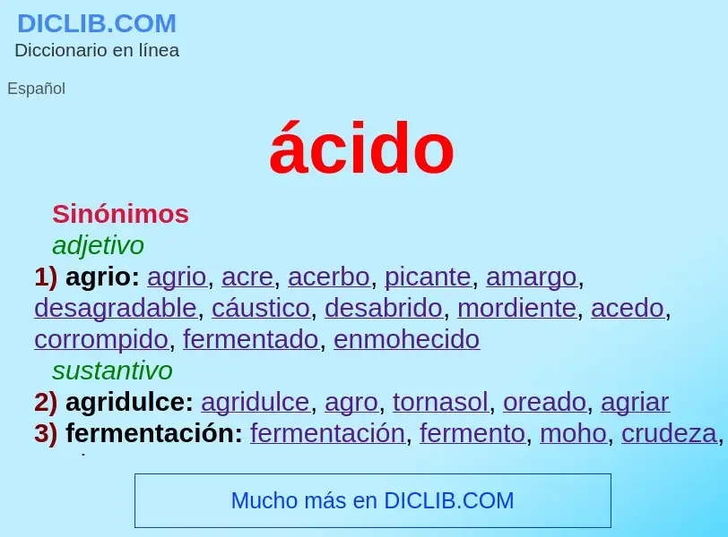 Wat is ácido - definition