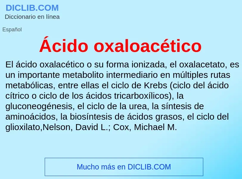 ¿Qué es Ácido oxaloacético? - significado y definición