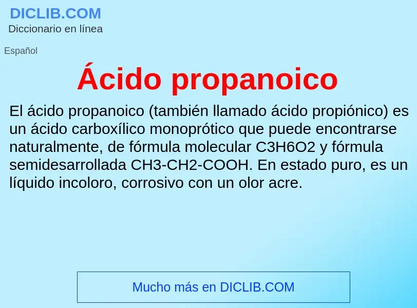 ¿Qué es Ácido propanoico? - significado y definición