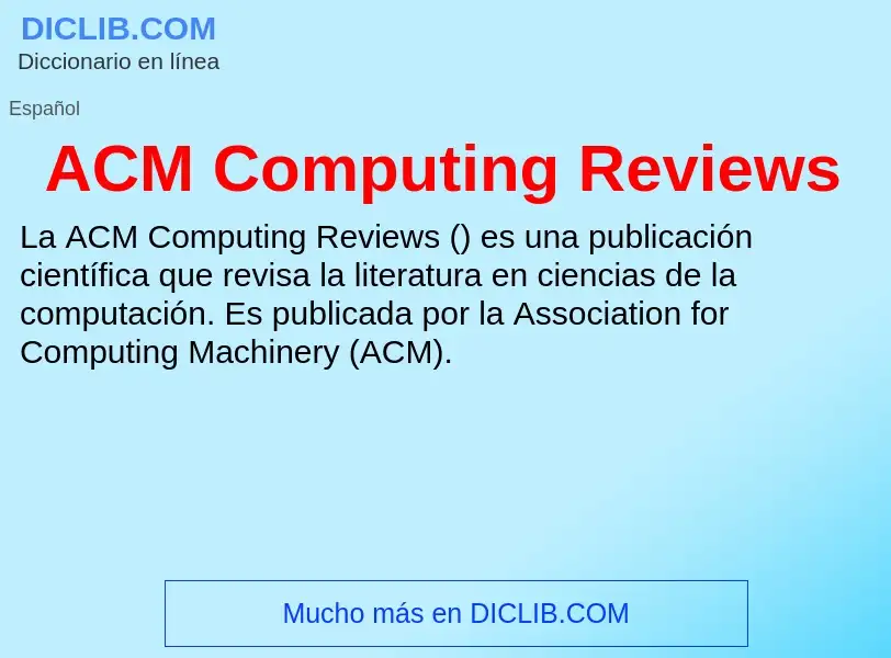 What is ACM Computing Reviews - definition