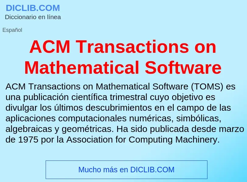 What is ACM Transactions on Mathematical Software - definition