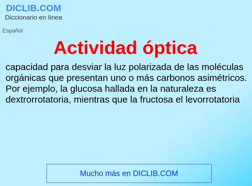 ¿Qué es Actividad óptica? - significado y definición