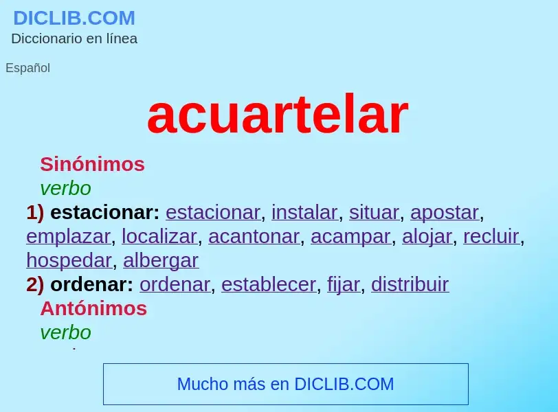 What is acuartelar - definition