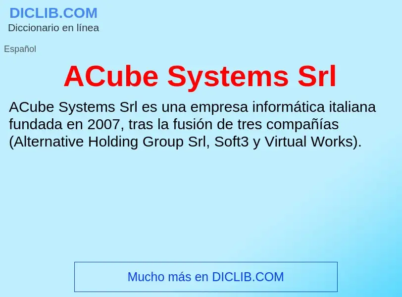 What is ACube Systems Srl - definition