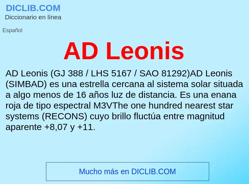 ¿Qué es AD Leonis? - significado y definición