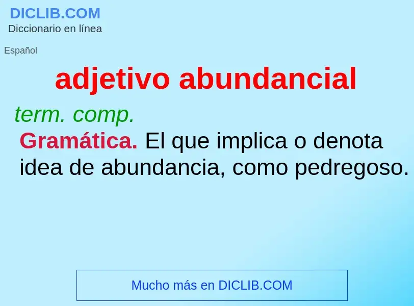 What is adjetivo abundancial - definition