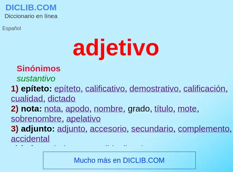 What is adjetivo - meaning and definition