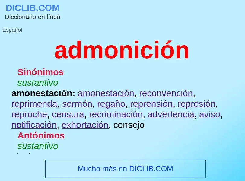 What is admonición - meaning and definition