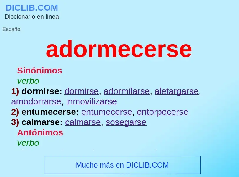 What is adormecerse - definition