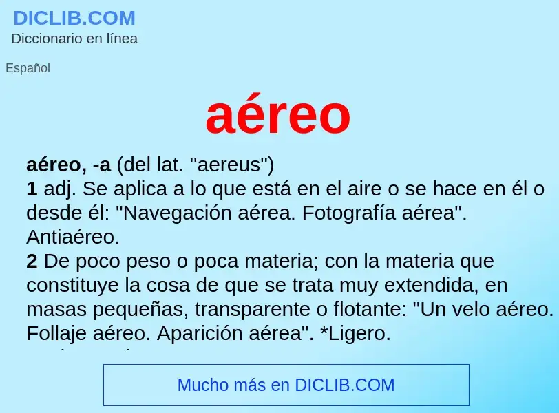 ¿Qué es aéreo? - significado y definición