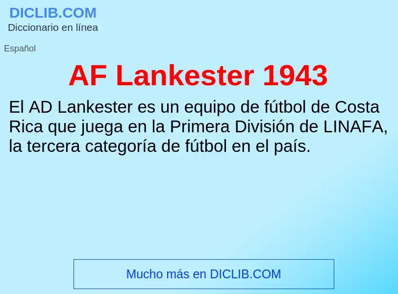 What is AF Lankester 1943 - definition