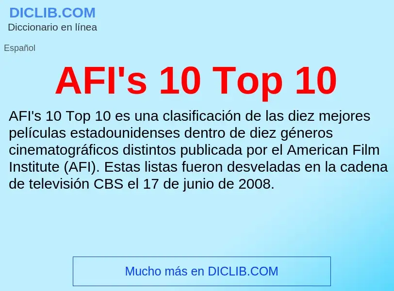 What is AFI's 10 Top 10 - definition