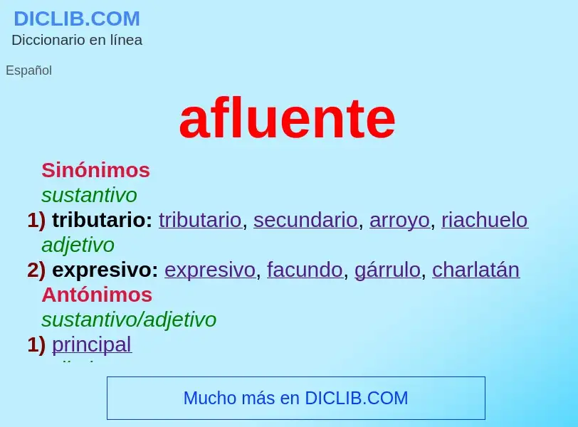 ¿Qué es afluente? - significado y definición