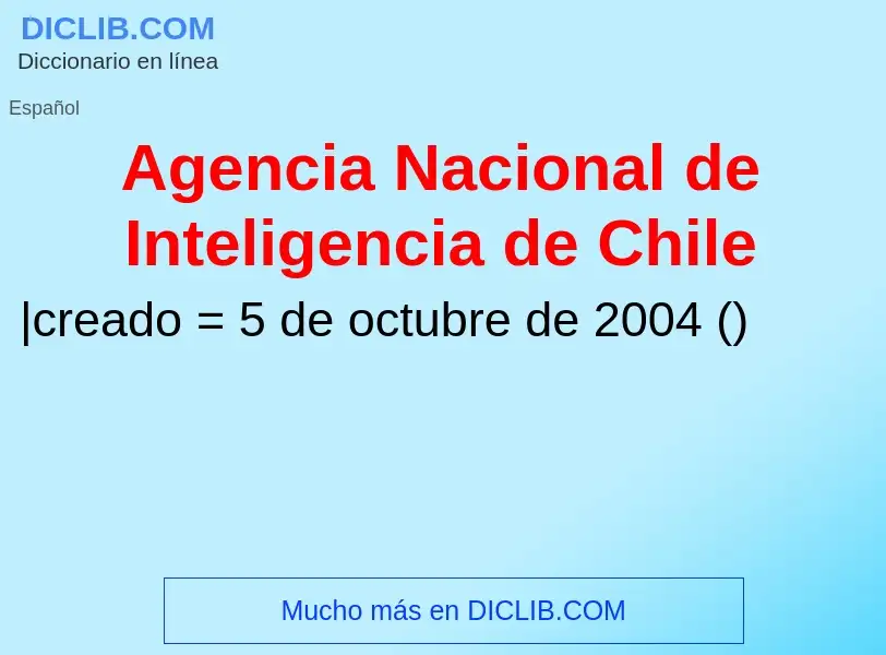 ¿Qué es Agencia Nacional de Inteligencia de Chile? - significado y definición