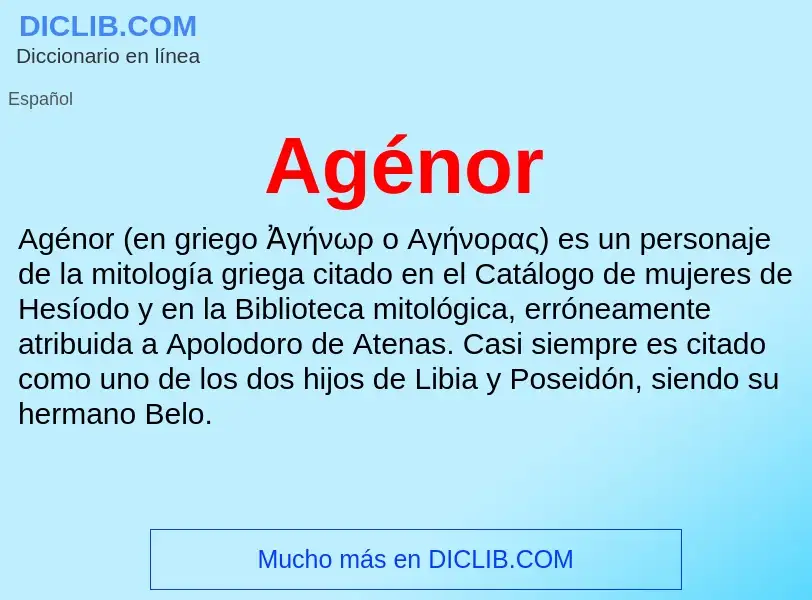 ¿Qué es Agénor? - significado y definición