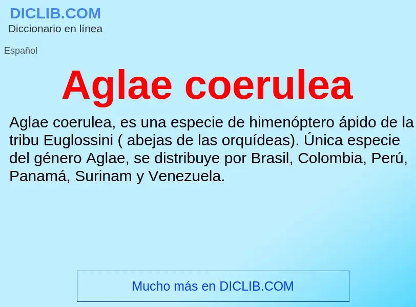 ¿Qué es Aglae coerulea? - significado y definición