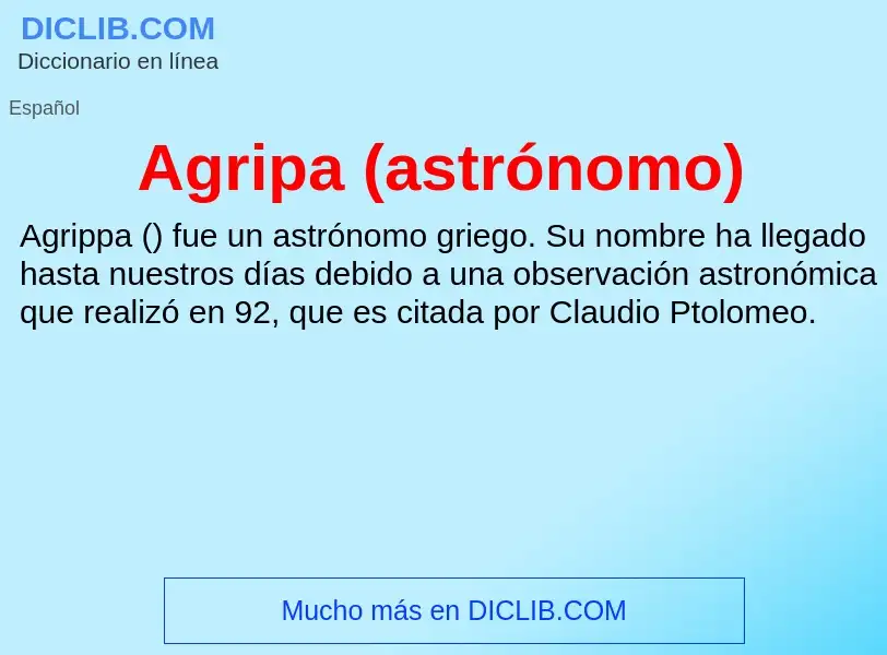 What is Agripa (astrónomo) - meaning and definition