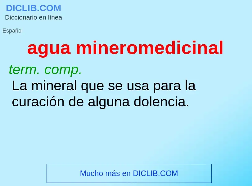 O que é agua mineromedicinal - definição, significado, conceito