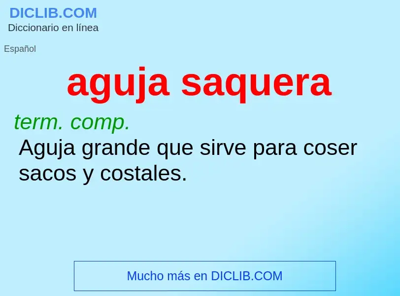 ¿Qué es aguja saquera? - significado y definición