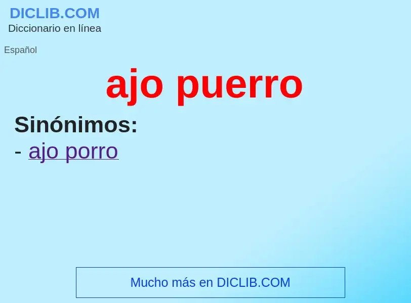 What is ajo puerro - definition