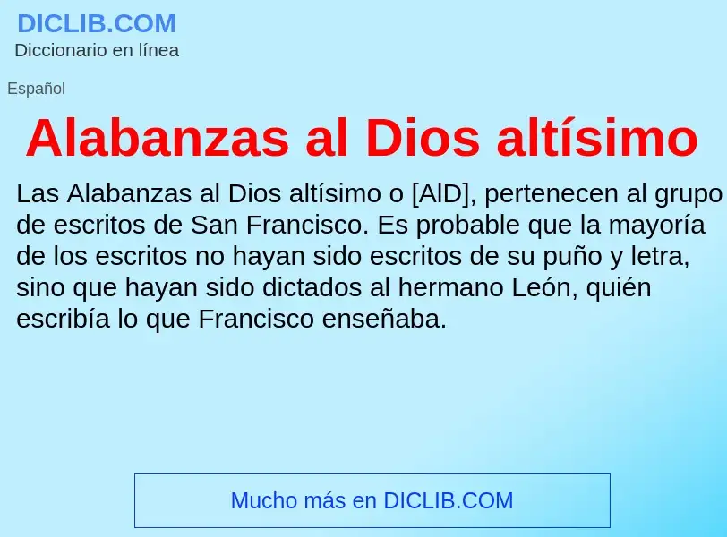 Что такое Alabanzas al Dios altísimo - определение