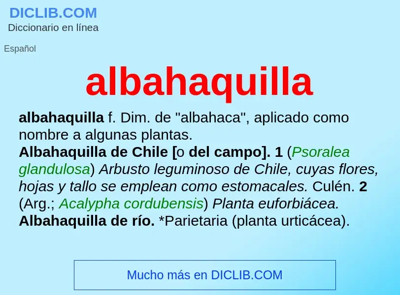 ¿Qué es albahaquilla? - significado y definición