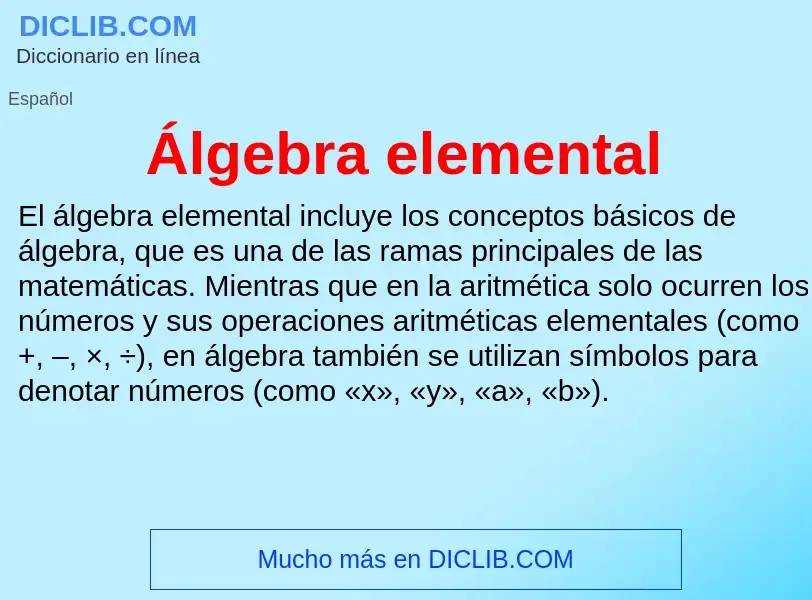 Что такое Álgebra elemental - определение