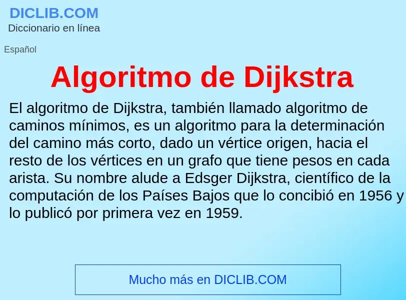 What is Algoritmo de Dijkstra - definition