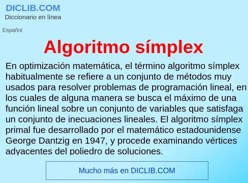 Что такое Algoritmo símplex - определение