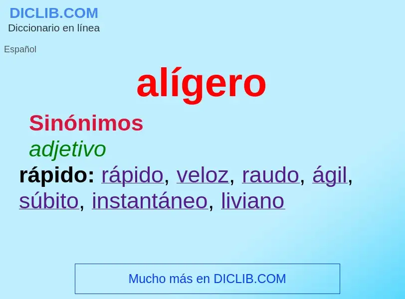 Was ist alígero - Definition