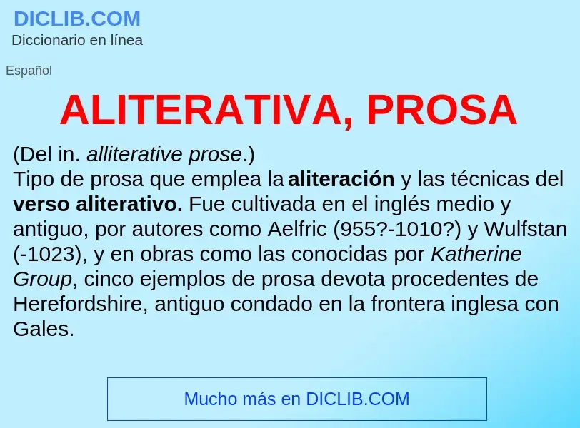 ¿Qué es ALITERATIVA, PROSA? - significado y definición